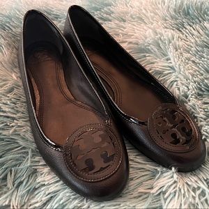 New Tory Burch black leather flats, sz 8